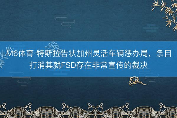M6体育 特斯拉告状加州灵活车辆惩办局，条目打消其就FSD存在非常宣传的裁决